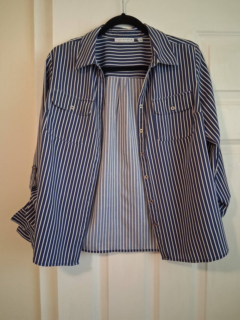 Notations Navy & White Stripe Men's Button-Up Shirt Jacket